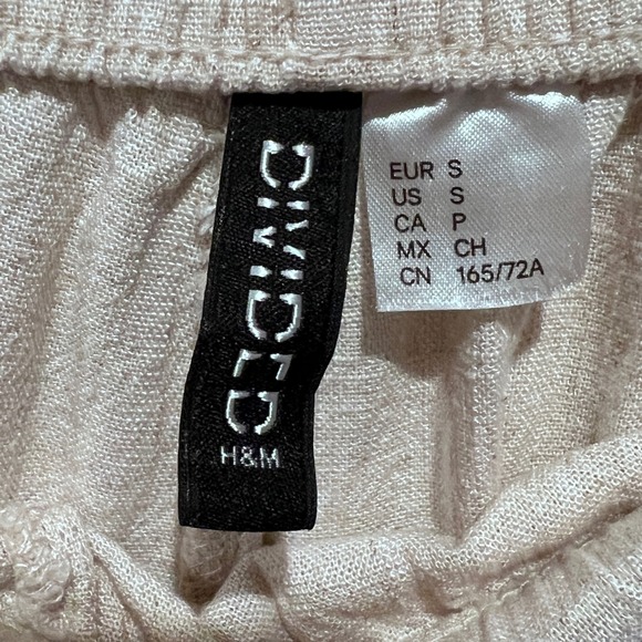 H&M DIVIDED Beige‎ Relaxed Casual Linen Blend Drawstring Pants Size Small - Picture 2 of 10